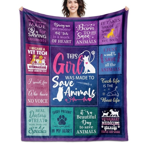 Vet Tech Gifts, Born To Save‎ Animals Throw, Vet Tech Blanket 50" X 60" - Picture 1 of 1